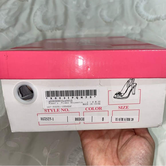 Clear/Beige Slingback Peep Toe “Cinderella” Heels - Picture 7 of 7